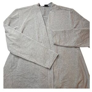 Natori Duster Cardigan Women M‎ Gray Open Front Knit Heather Minimalist Travel